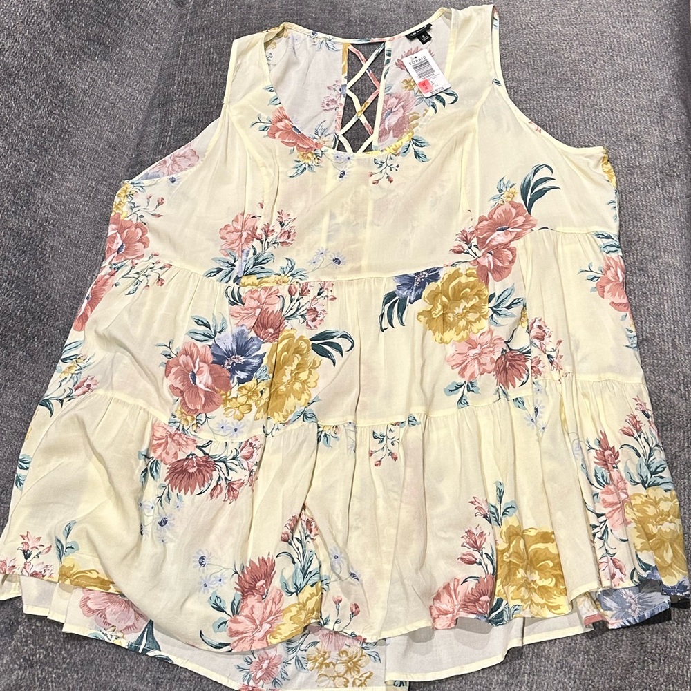 Torrid Floral Tank Top - Yellow and Pink